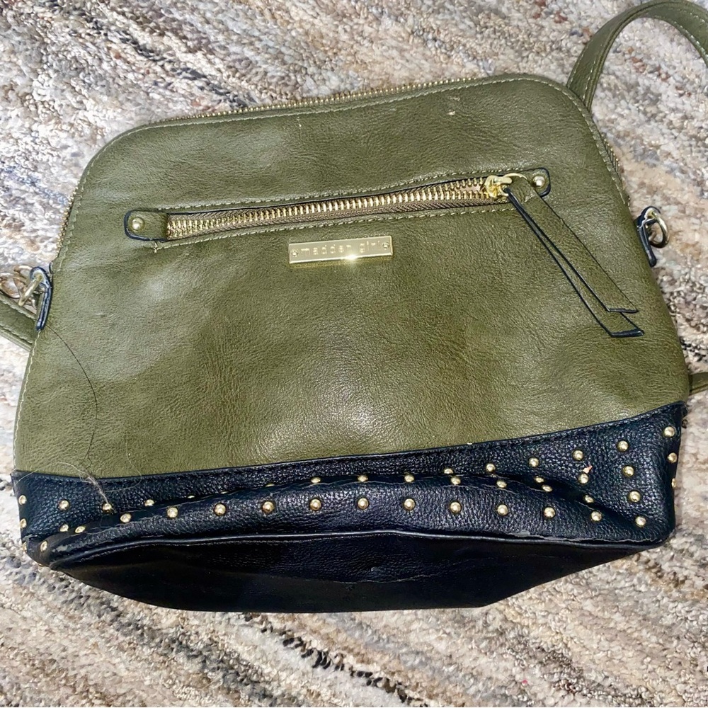 Madden Girl Olive and Black Studded Crossbody Bag (13)